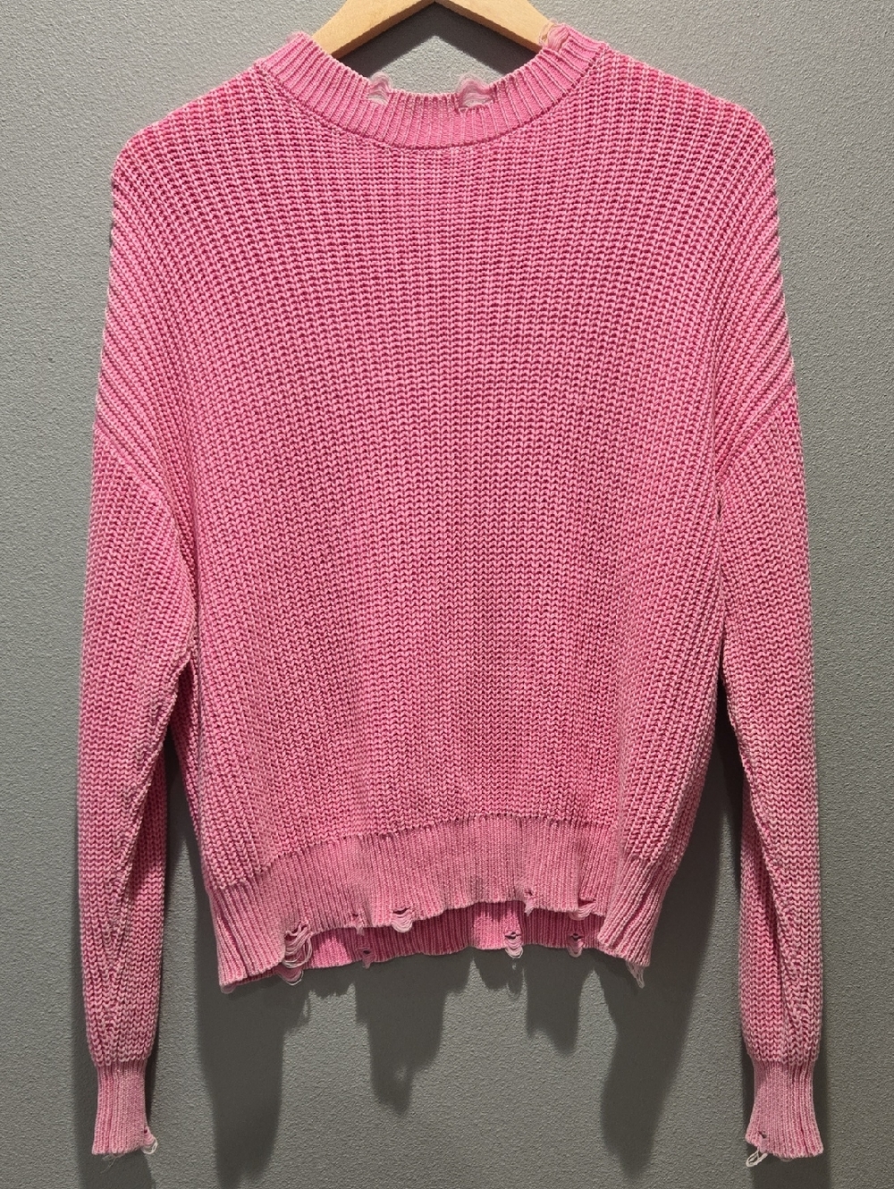 Pistola Distressed Pink Eva Pullover Sweater XS